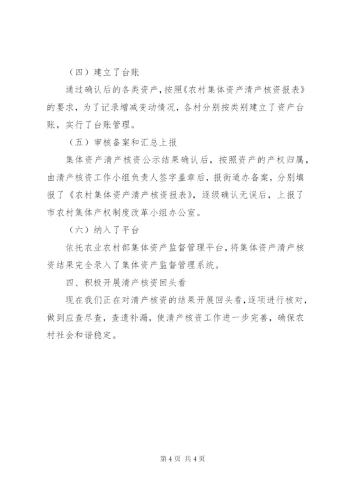 XX年街道农村集体资产清产核资总结范文.docx