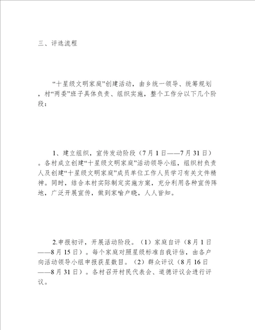 “十星级文明户”创建评选活动方案