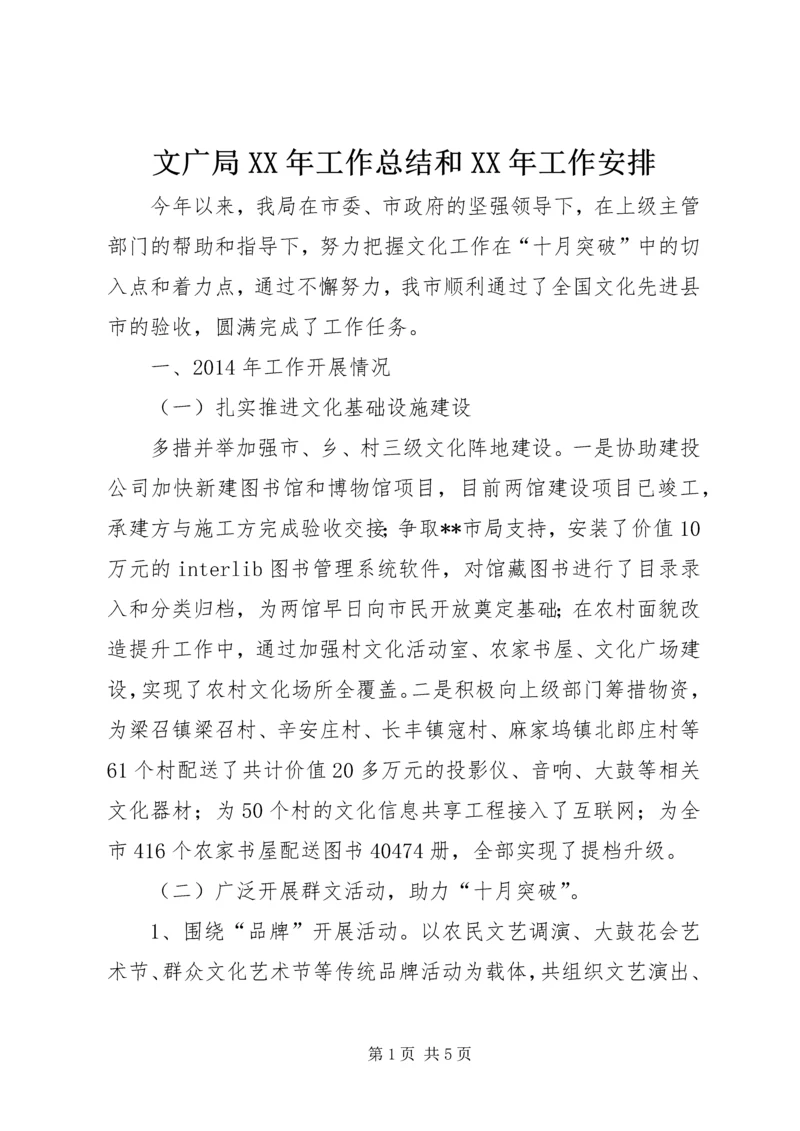 文广局XX年工作总结和XX年工作安排 (2).docx