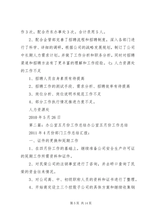 人力资源办公室五月份工作总结.docx