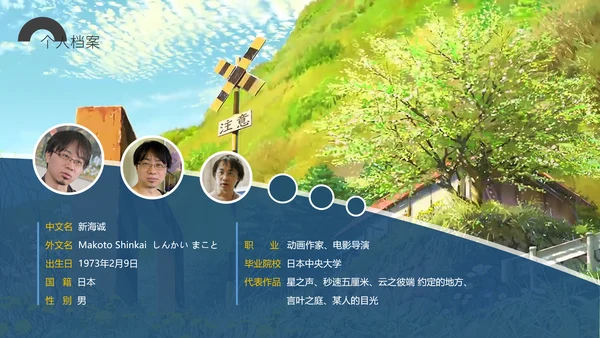 唯美日漫新海诚动画作品解读PPT模板