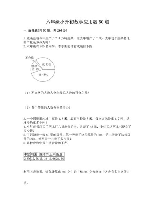 六年级小升初数学应用题50道及完整答案（全国通用）.docx