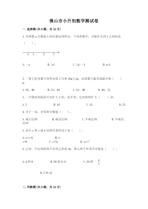 佛山市小升初数学测试卷汇编.docx