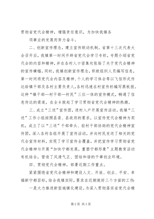 田头镇关于学习贯彻省第十四次党代会精神的情况汇报[大全].docx