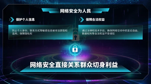 深蓝色科技风网络安全宣传周科普讲座PPT模板