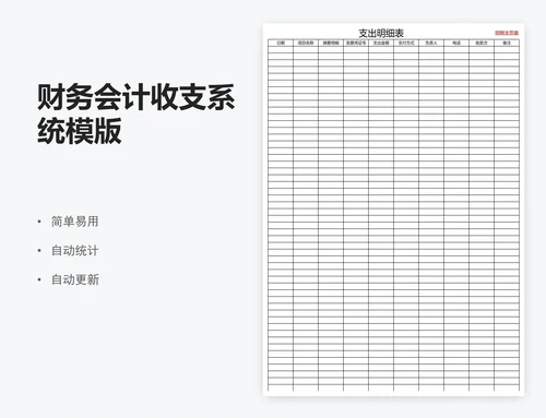 财务会计收支系统模版
