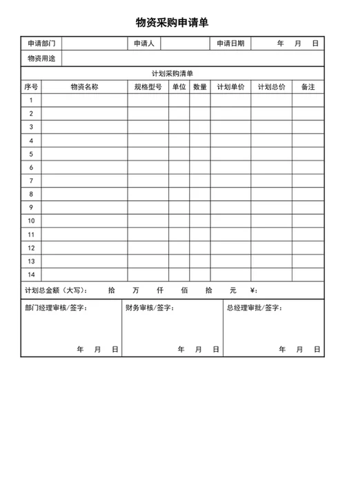 采购申请单