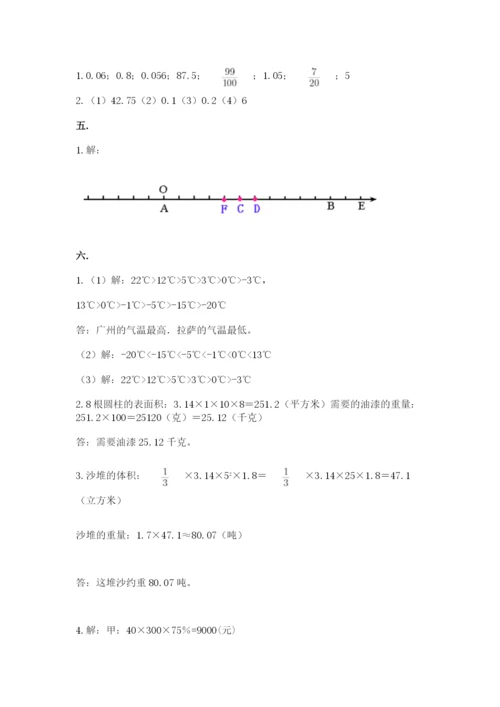 人教版六年级数学下学期期末测试题【精华版】.docx