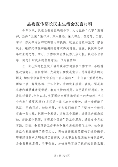 县委宣传部长民主生活会发言材料 (4).docx