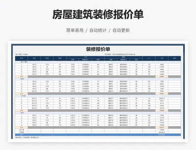 房屋建筑装修报价单