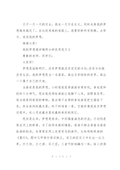 我的梦想演讲稿两分钟优秀范文.docx