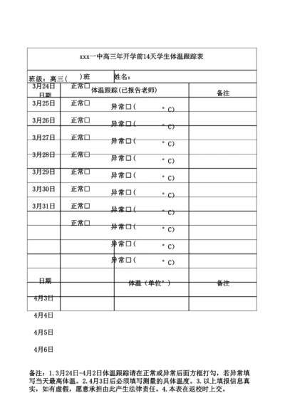 学生体温跟踪表(14天).docx