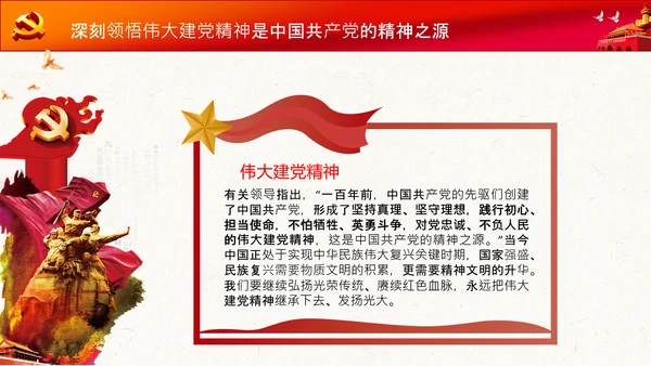 学习七一建党100周年讲话伟大建党精神PPT