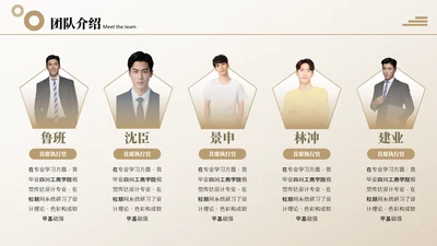 卡其色商务风公司团队介绍多人介绍页