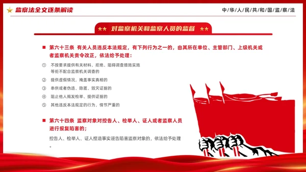 红色大气庄严监察法解读学习培训PPT条例监察