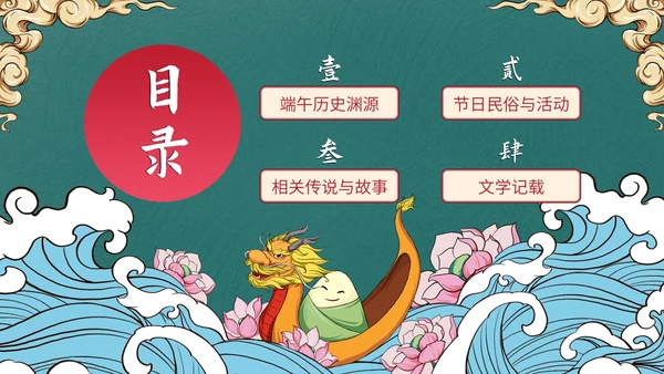 创意国潮风中国传统节日端午节课件PPT模板