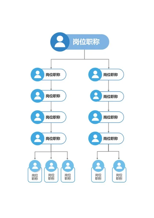组织架构-蓝色简约复合形状组织结构图word模板
