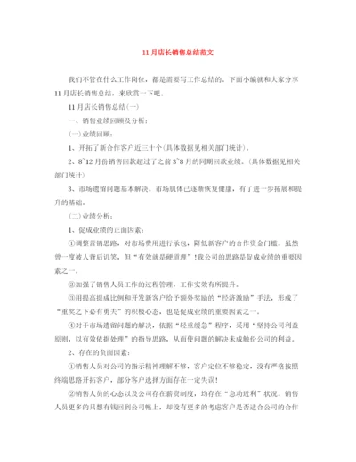 精编之11月店长销售总结范文.docx