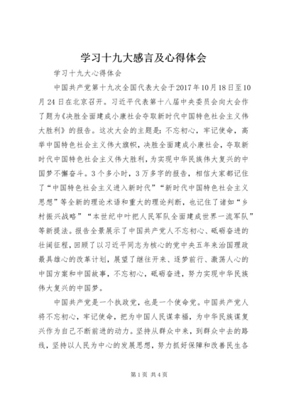 学习十九大感言及心得体会.docx