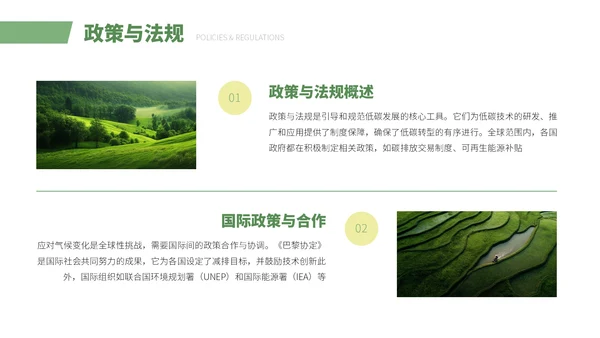 绿色简约小清新风低碳环保项目汇报通用PPT模板