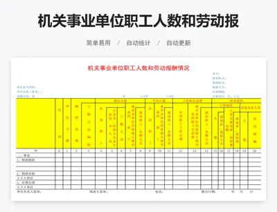 机关事业单位职工人数和劳动报酬情况