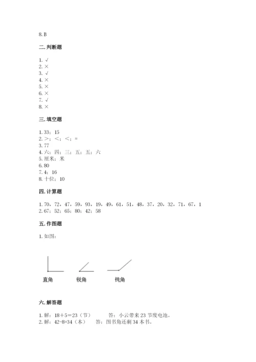 小学数学二年级上册期中测试卷【研优卷】.docx