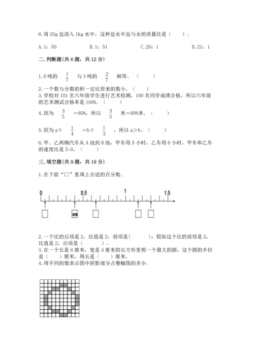 人教版六年级上册数学期末测试卷附答案【名师推荐】.docx