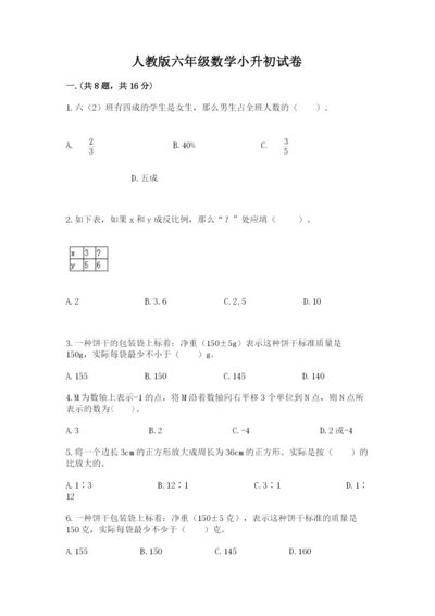 人教版六年级数学小升初试卷及完整答案【名师系列】.docx