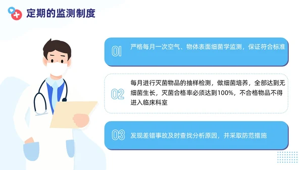 插画蓝色线条简约风无菌物品管理PPT管理制度