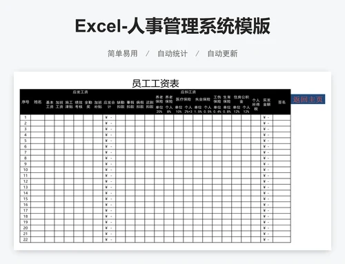 Excel-人事管理系统模版