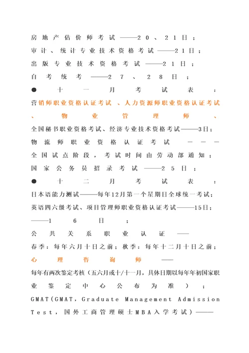 大学考证时间表