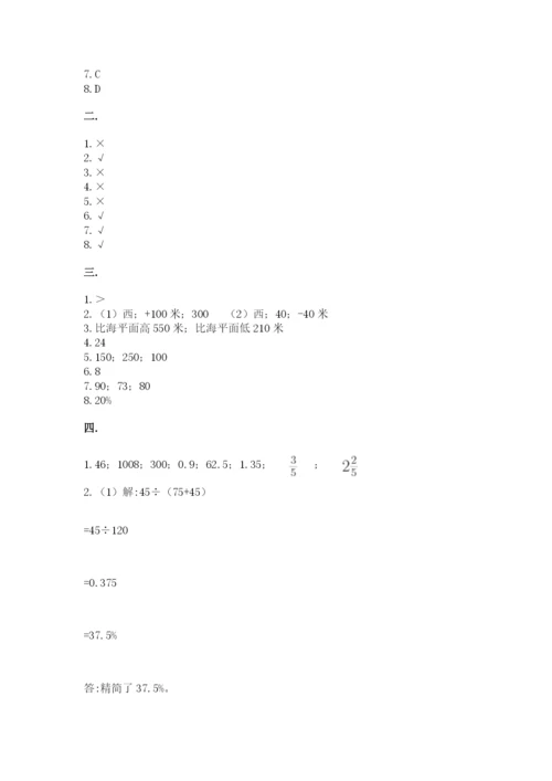 青岛版六年级数学下学期期末测试题精品（全国通用）.docx