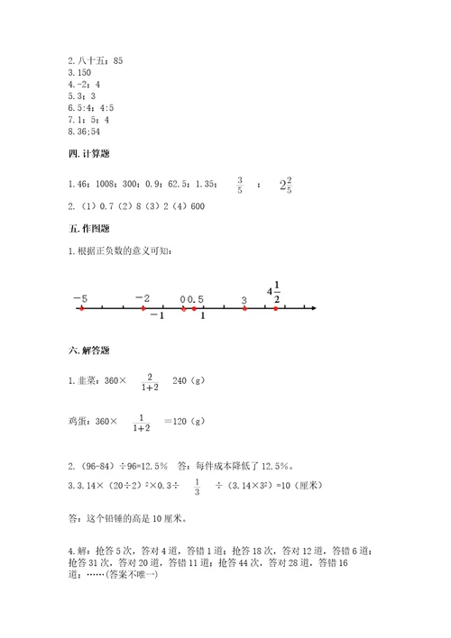 小升初数学期末测试卷（考点梳理）