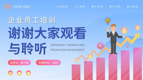 扁平风人才培养与晋升管理培训PPT模板