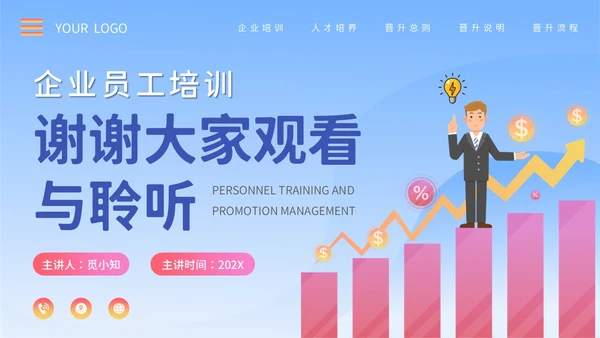 扁平风人才培养与晋升管理培训PPT模板