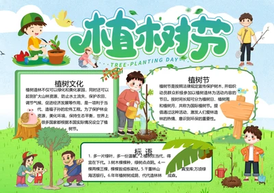 卡通绿色植树节word小报