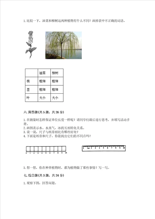 教科版科学一年级上册期末测试卷含答案综合卷