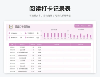 阅读打卡记录表