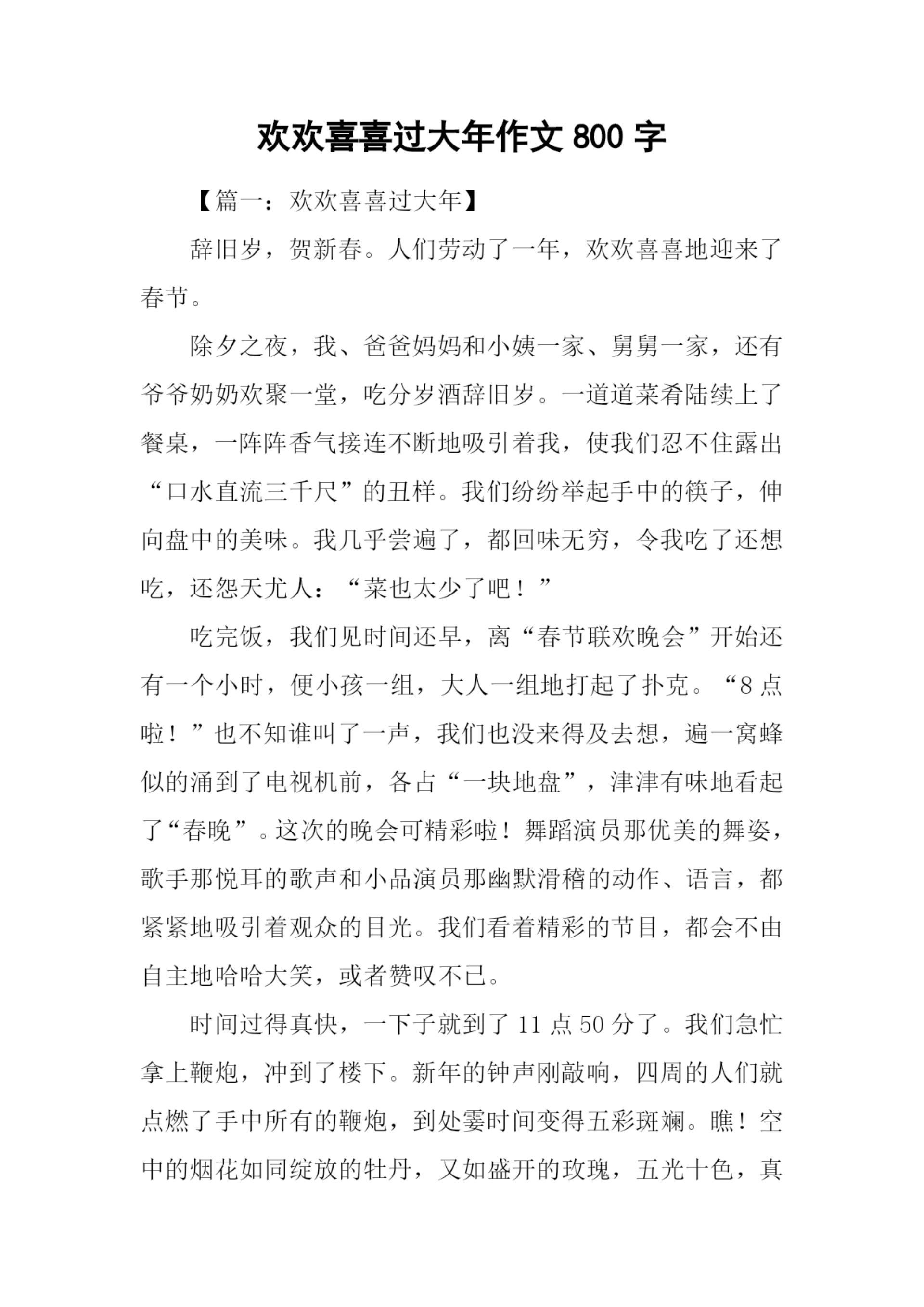 欢欢喜喜过大年作文800字.docx