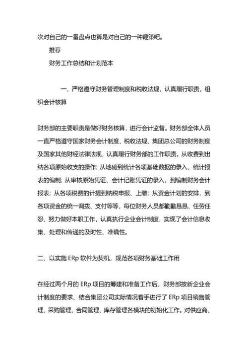 财务工作总结和计划怎么写范本.docx