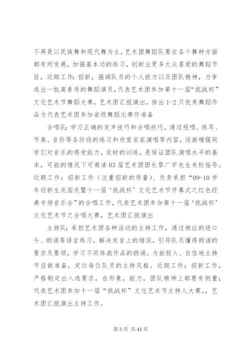 09届艺术团副团长工作计划书精编.docx