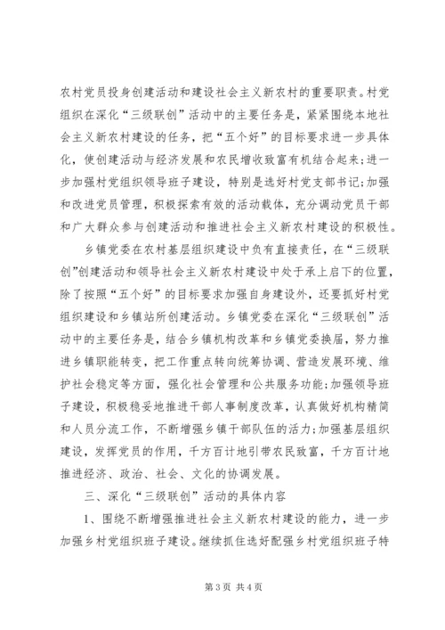 关于围绕社会主义新农村建设,深化,“三级联创”活动的意见.docx