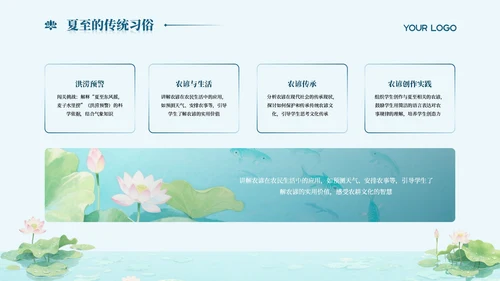浅青色系简约风夏至课件教育PPT模板