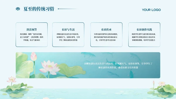 浅青色系简约风夏至课件教育PPT模板