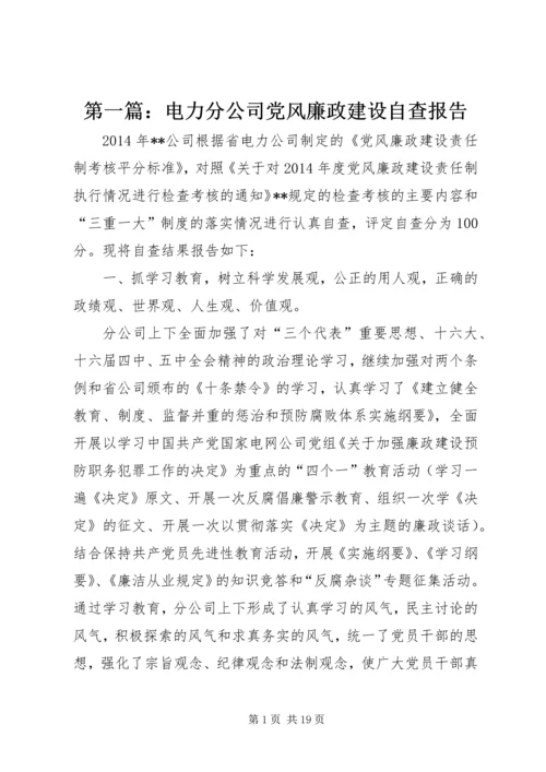 第一篇：电力分公司党风廉政建设自查报告.docx