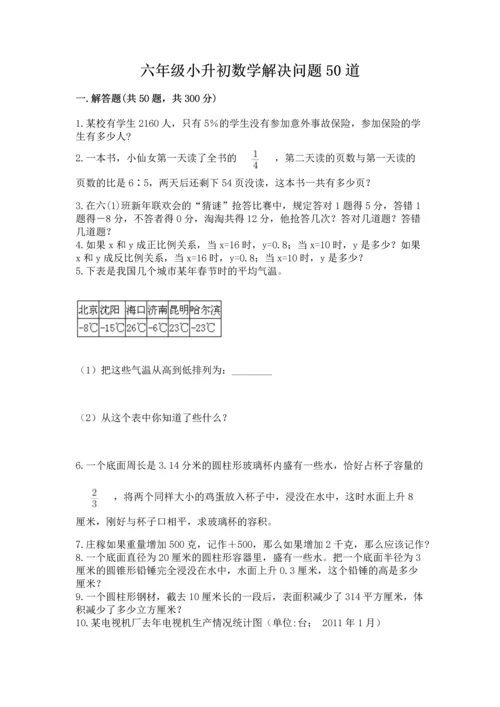 六年级小升初数学解决问题50道精品（考试直接用）.docx