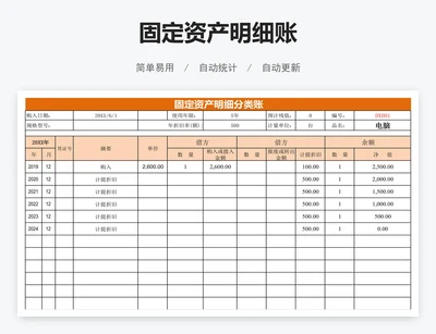 固定资产明细账