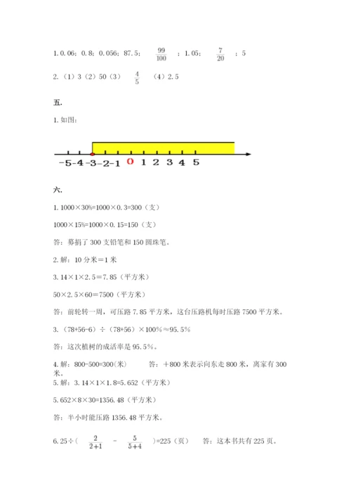 小学六年级下册数学摸底考试题精品（b卷）.docx