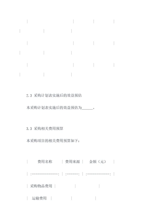 行政采购预算方案模板