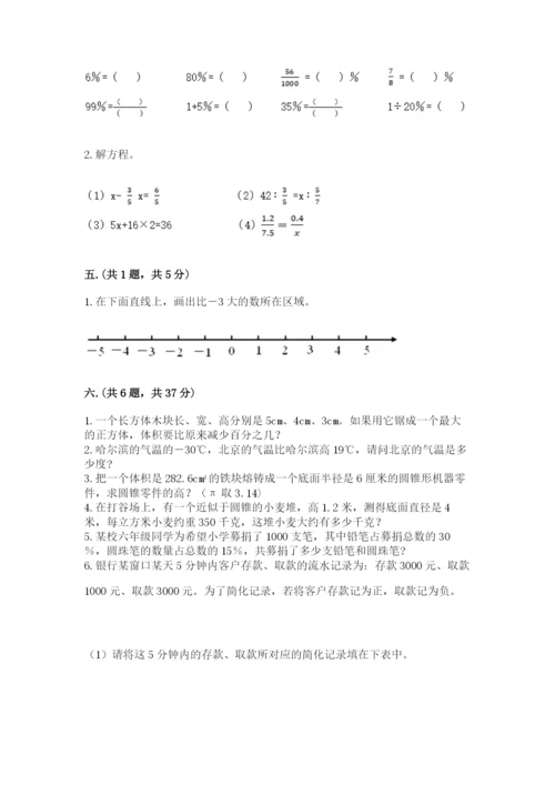 人教版数学六年级下册试题期末模拟检测卷含完整答案【考点梳理】.docx